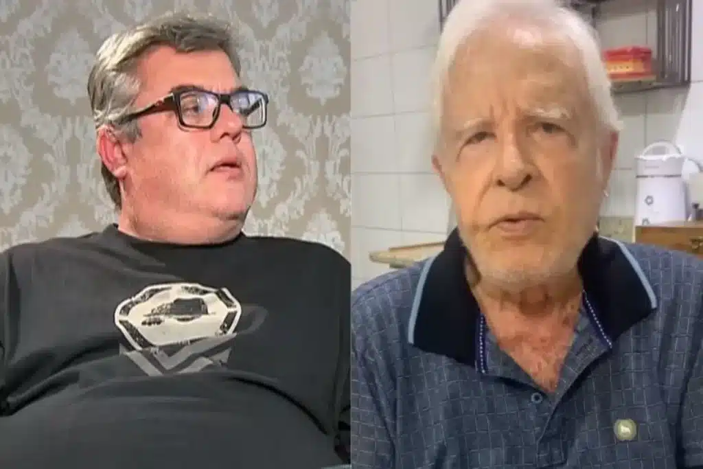 Cid Moreira e seu filho, em um comparativo que mostra as características e a relação dos dois.