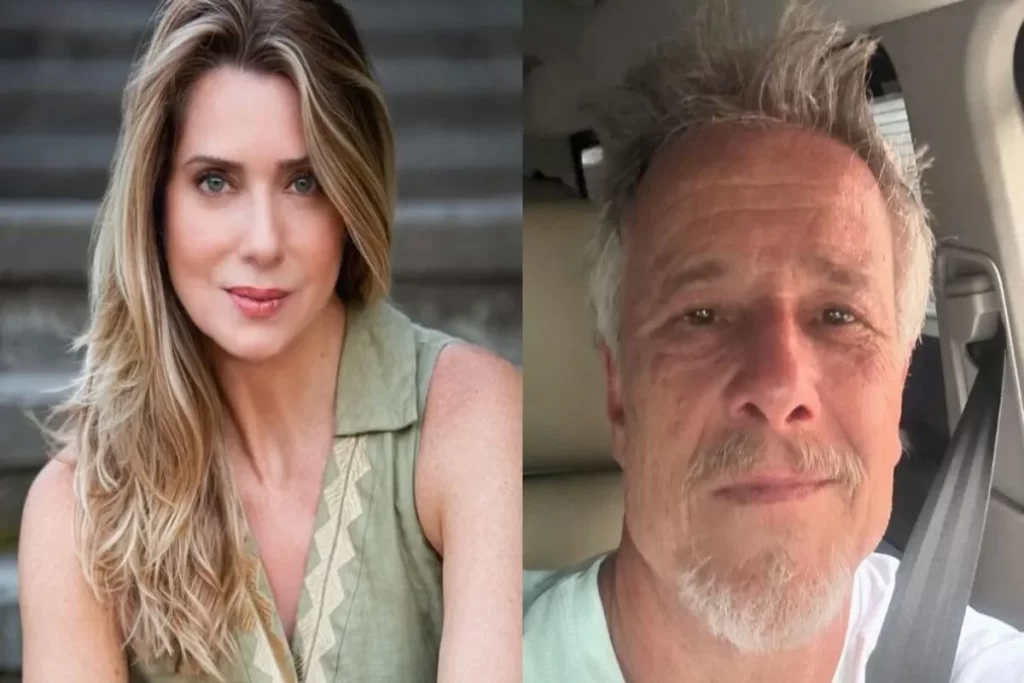 Leticia Spiller e Marcello Novaes, pais dos filhos de Leticia Spiller, em uma imagem dividida.