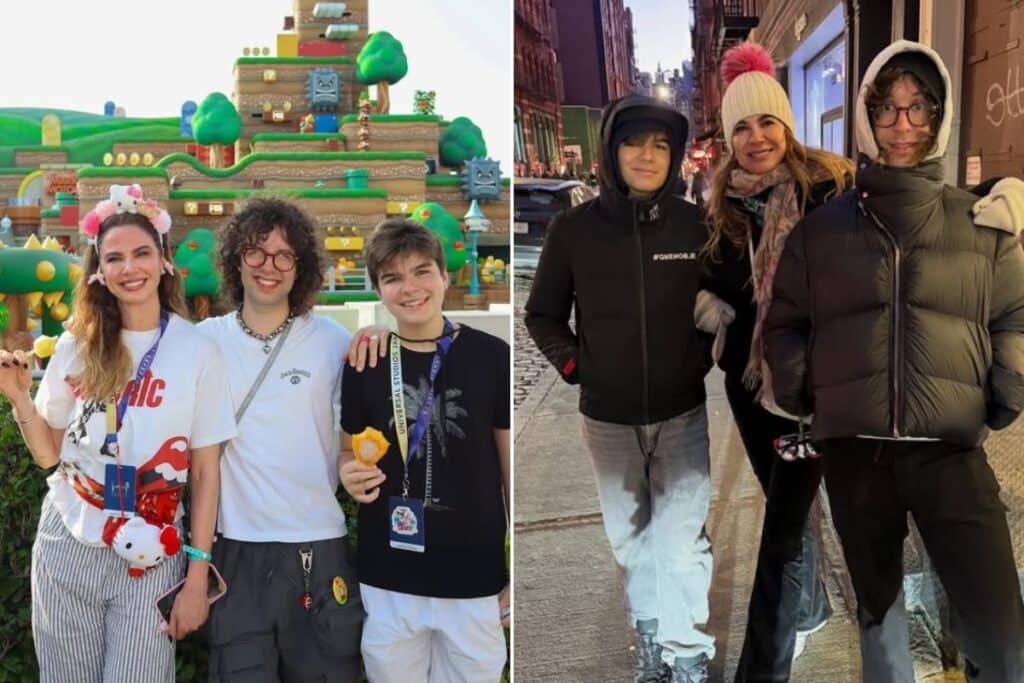 Filhos de famosos brasileiros com suas mães em passeio e viagem internacional em família