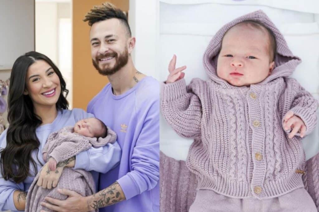 Filhos dos participantes do BBB23: A imagem mostra Bianca Andrade e Fred, com seu filho Cris, ainda pequeno. 